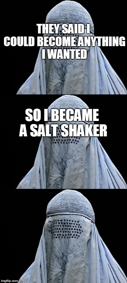 Shake, shake, shake! | THEY SAID I COULD BECOME ANYTHING I WANTED; SO I BECAME A SALT SHAKER | image tagged in funny | made w/ Imgflip meme maker