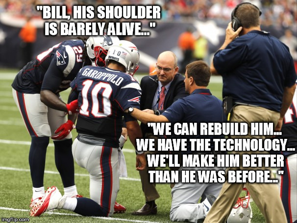 "BILL, HIS SHOULDER IS BARELY ALIVE..."; "WE CAN REBUILD HIM... WE HAVE THE TECHNOLOGY... WE'LL MAKE HIM BETTER THAN HE WAS BEFORE..." | made w/ Imgflip meme maker