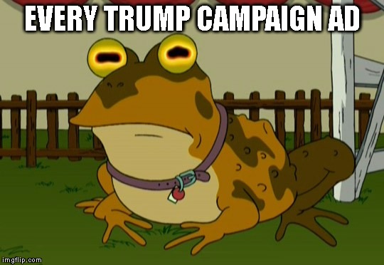 Is there no other explanation? | EVERY TRUMP CAMPAIGN AD | image tagged in hypnotoad,futurama,trump | made w/ Imgflip meme maker