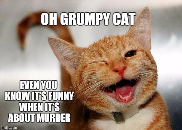 OH GRUMPY CAT EVEN YOU KNOW IT'S FUNNY WHEN IT'S ABOUT MURDER | made w/ Imgflip meme maker