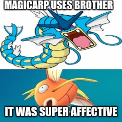 Magicarp uses brother | MAGICARP USES BROTHER; IT WAS SUPER AFFECTIVE | image tagged in memes | made w/ Imgflip meme maker