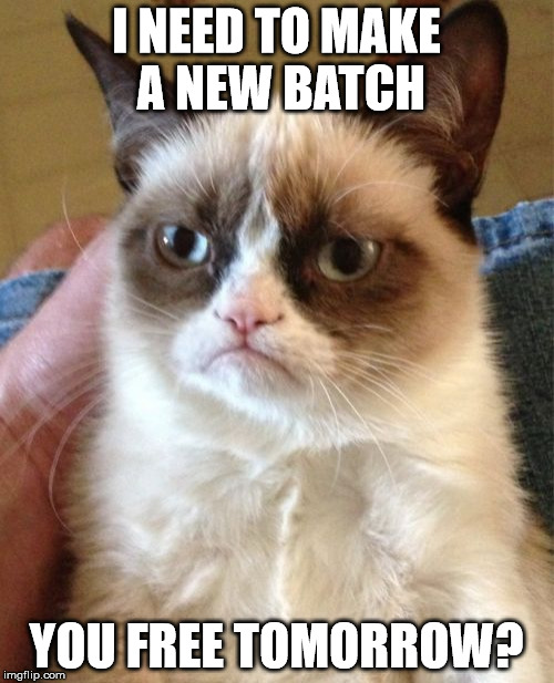 Grumpy Cat Meme | I NEED TO MAKE A NEW BATCH YOU FREE TOMORROW? | image tagged in memes,grumpy cat | made w/ Imgflip meme maker
