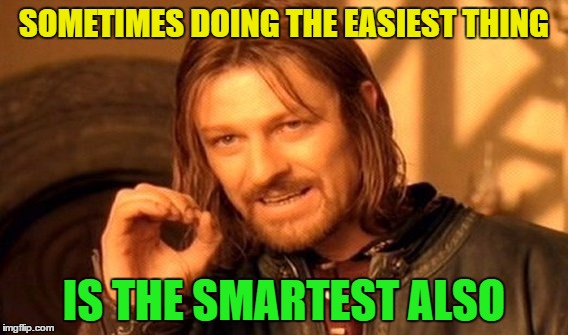 One Does Not Simply Meme | SOMETIMES DOING THE EASIEST THING IS THE SMARTEST ALSO | image tagged in memes,one does not simply | made w/ Imgflip meme maker