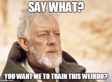Obi Wan Kenobi | SAY WHAT? YOU WANT ME TO TRAIN THIS WEIRDO? | image tagged in memes,obi wan kenobi | made w/ Imgflip meme maker