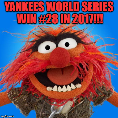 animal | YANKEES WORLD SERIES WIN #28 IN 2017!!! | image tagged in animal | made w/ Imgflip meme maker