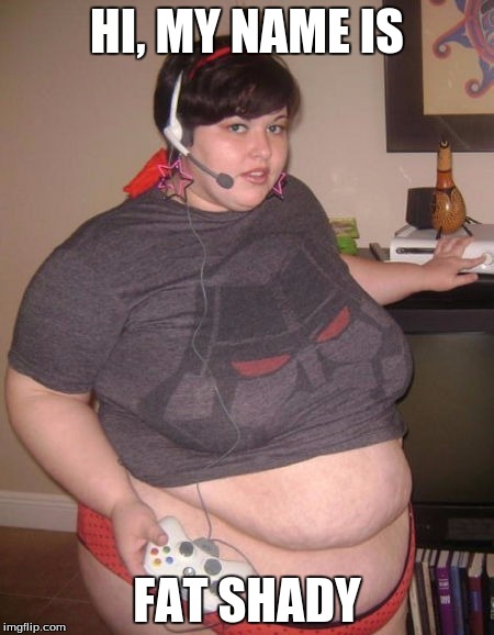 Fat Gamer Girl  | HI, MY NAME IS; FAT SHADY | image tagged in fat gamer girl | made w/ Imgflip meme maker