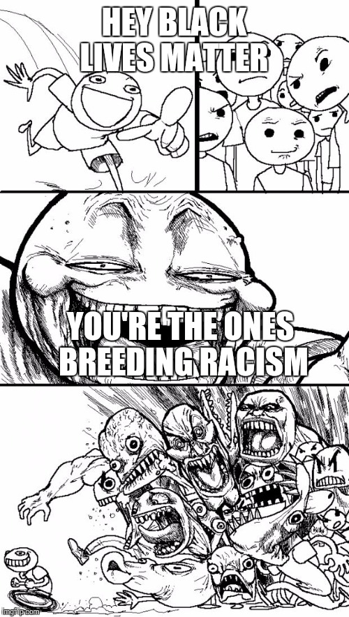 Truth hurts huh | HEY BLACK LIVES MATTER; YOU'RE THE ONES BREEDING RACISM | image tagged in memes,hey internet | made w/ Imgflip meme maker