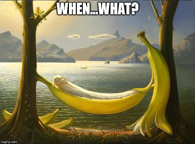 When.. what? | WHEN...WHAT? | image tagged in what,bananas | made w/ Imgflip meme maker