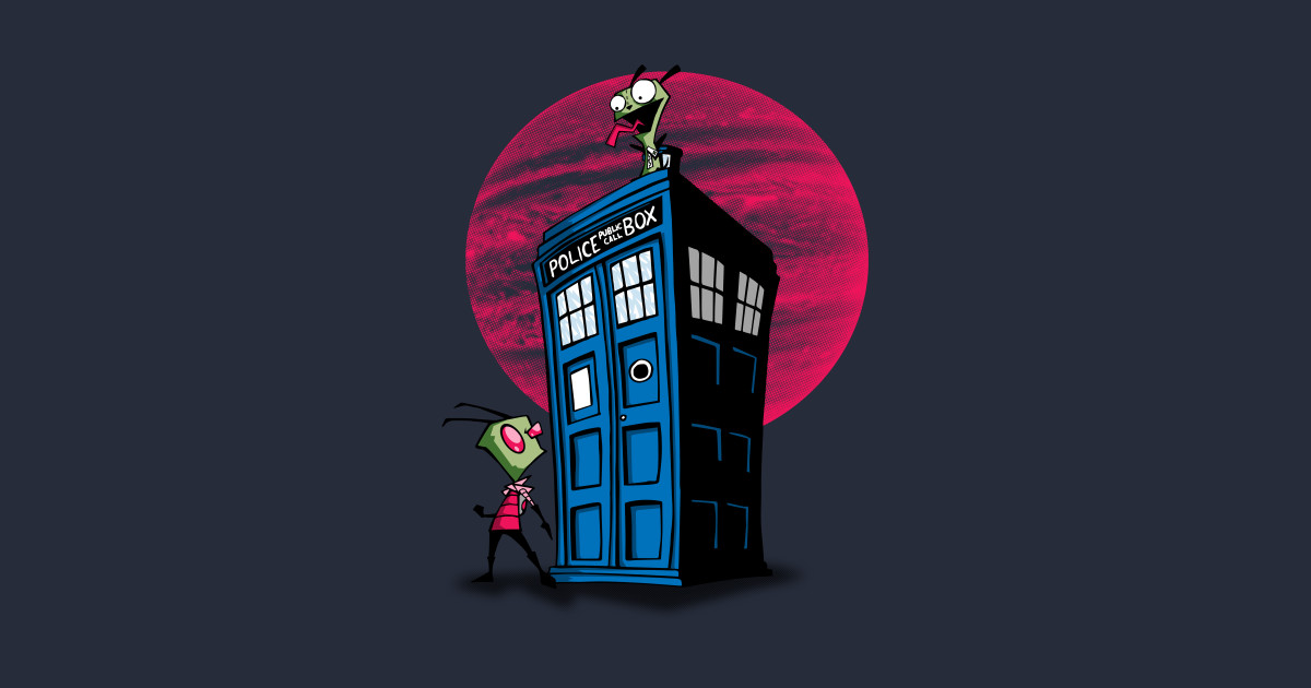 Invader Zim and the tardis Blank Meme Template