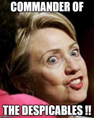 Hillary Clinton Fish | COMMANDER OF; THE DESPICABLES !! | image tagged in hillary clinton fish | made w/ Imgflip meme maker