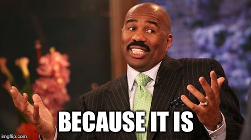 Steve Harvey Meme | BECAUSE IT IS | image tagged in memes,steve harvey | made w/ Imgflip meme maker