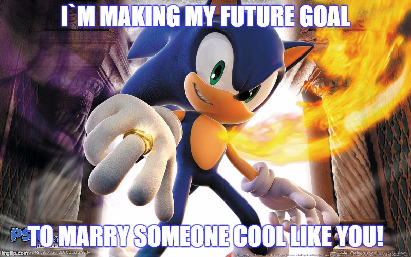 I`M MAKING MY FUTURE GOAL; TO MARRY SOMEONE COOL LIKE YOU! | image tagged in sonic | made w/ Imgflip meme maker