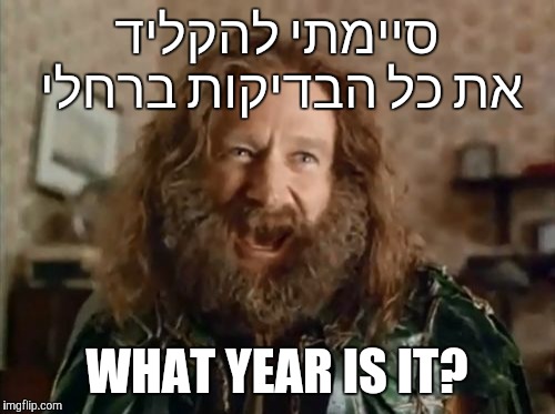 What Year Is It Meme | סיימתי להקליד את כל הבדיקות ברחלי; WHAT YEAR IS IT? | image tagged in memes,what year is it | made w/ Imgflip meme maker