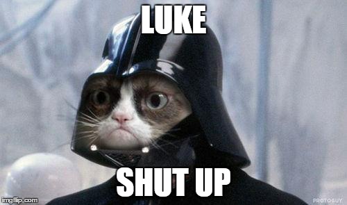 Grumpy Cat Star Wars | LUKE; SHUT UP | image tagged in memes,grumpy cat star wars,grumpy cat | made w/ Imgflip meme maker