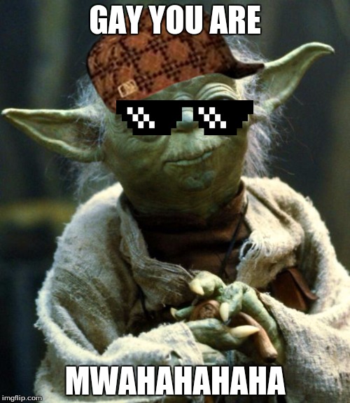 Star Wars Yoda | GAY YOU ARE; MWAHAHAHAHA | image tagged in memes,star wars yoda,scumbag | made w/ Imgflip meme maker