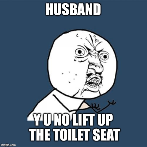Y U No | HUSBAND; Y U NO LIFT UP THE TOILET SEAT | image tagged in memes,y u no | made w/ Imgflip meme maker