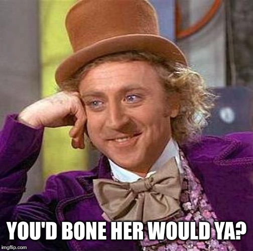 Creepy Condescending Wonka Meme | YOU'D BONE HER WOULD YA? | image tagged in memes,creepy condescending wonka | made w/ Imgflip meme maker