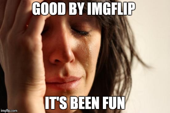 I'm probably not going to submit any memes after this  | GOOD BY IMGFLIP; IT'S BEEN FUN | image tagged in memes,first world problems | made w/ Imgflip meme maker