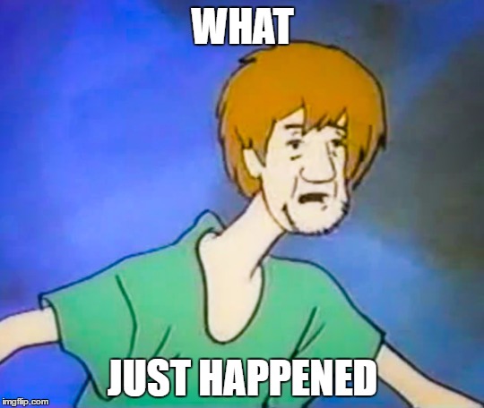 Confused shaggy  | WHAT; JUST HAPPENED | image tagged in confused shaggy | made w/ Imgflip meme maker