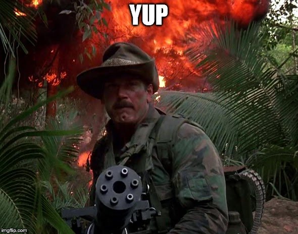 Jesse Ventura Predator | YUP | image tagged in jesse ventura predator | made w/ Imgflip meme maker