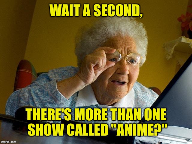 Sounds like something my grandma might actually say. | WAIT A SECOND, THERE'S MORE THAN ONE SHOW CALLED "ANIME?" | image tagged in memes,grandma finds the internet,anime,funny memes | made w/ Imgflip meme maker