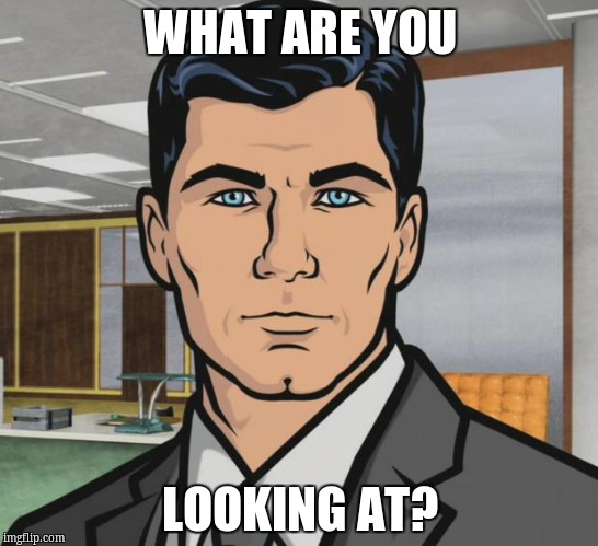 Archer | WHAT ARE YOU; LOOKING AT? | image tagged in memes,archer | made w/ Imgflip meme maker