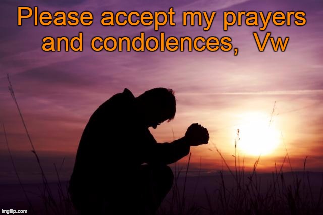 Pray | Please accept my prayers and condolences,  Vw | image tagged in pray | made w/ Imgflip meme maker