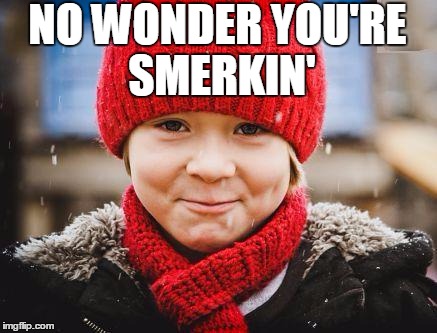 smirk | NO WONDER YOU'RE SMERKIN' | image tagged in smirk | made w/ Imgflip meme maker