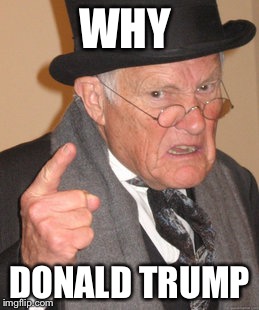 Back In My Day | WHY; DONALD TRUMP | image tagged in memes,back in my day | made w/ Imgflip meme maker