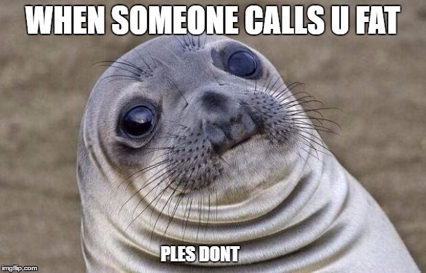 Awkward Moment Sealion Meme | WHEN SOMEONE CALLS U FAT; PLES DONT | image tagged in memes,awkward moment sealion | made w/ Imgflip meme maker