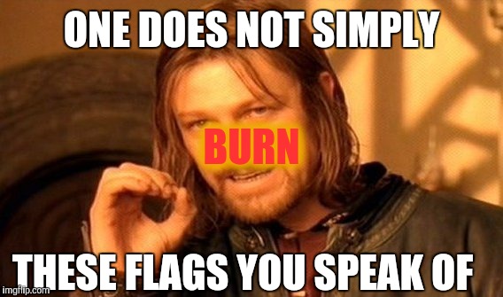 One Does Not Simply Meme | ONE DOES NOT SIMPLY THESE FLAGS YOU SPEAK OF BURN | image tagged in memes,one does not simply | made w/ Imgflip meme maker