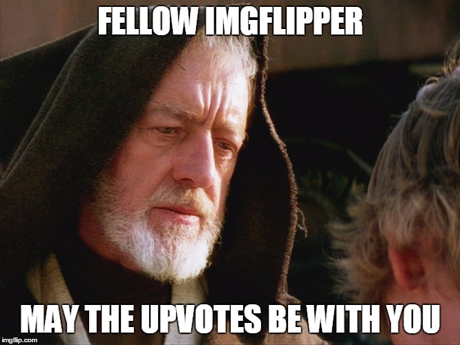 obiwan kenobi may the force be with you | FELLOW IMGFLIPPER; MAY THE UPVOTES BE WITH YOU | image tagged in obiwan kenobi may the force be with you | made w/ Imgflip meme maker