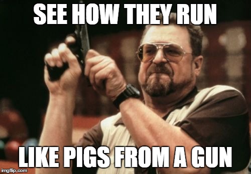 Am I The Only One Around Here Meme | SEE HOW THEY RUN LIKE PIGS FROM A GUN | image tagged in memes,am i the only one around here | made w/ Imgflip meme maker