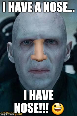 Voldemort | I HAVE A NOSE... I HAVE NOSE!!! 😃 | image tagged in voldemort | made w/ Imgflip meme maker