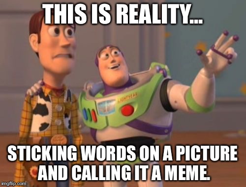 X, X Everywhere Meme | THIS IS REALITY... STICKING WORDS ON A PICTURE AND CALLING IT A MEME. | image tagged in memes,x x everywhere | made w/ Imgflip meme maker