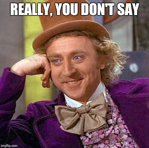 Creepy Condescending Wonka Meme | REALLY, YOU DON'T SAY | image tagged in memes,creepy condescending wonka | made w/ Imgflip meme maker