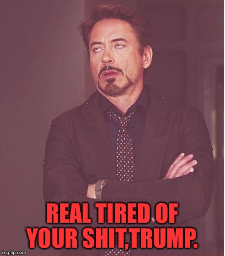 Face You Make Robert Downey Jr | REAL TIRED OF YOUR SHIT,TRUMP. | image tagged in memes,face you make robert downey jr | made w/ Imgflip meme maker