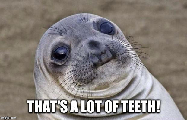 Awkward Moment Sealion Meme | THAT'S A LOT OF TEETH! | image tagged in memes,awkward moment sealion | made w/ Imgflip meme maker