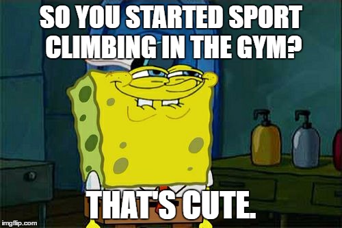 Don't You Squidward Meme | SO YOU STARTED SPORT CLIMBING IN THE GYM? THAT'S CUTE. | image tagged in memes,dont you squidward | made w/ Imgflip meme maker