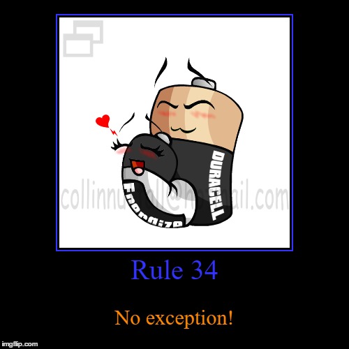 ._. | Rule 34 | No exception! | image tagged in funny,demotivationals,rule 34,batteries,well then,internet | made w/ Imgflip demotivational maker