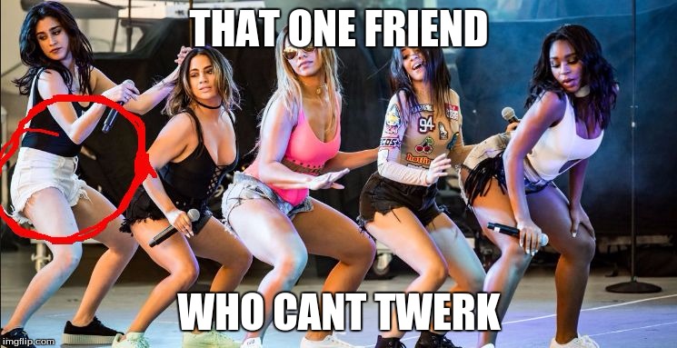 THAT ONE FRIEND... | THAT ONE FRIEND; WHO CANT TWERK | image tagged in twerkin,fifth harmony | made w/ Imgflip meme maker
