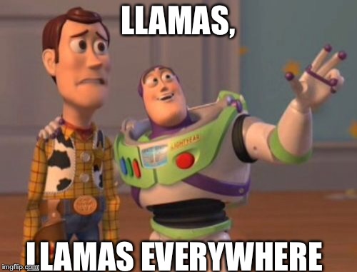 X, X Everywhere | LLAMAS, LLAMAS EVERYWHERE | image tagged in memes,x x everywhere | made w/ Imgflip meme maker