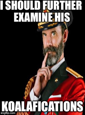 I SHOULD FURTHER EXAMINE HIS KOALAFICATIONS | made w/ Imgflip meme maker