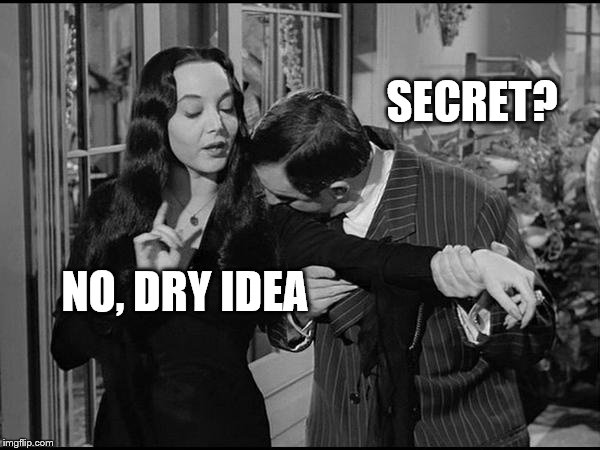 addams family | SECRET? NO, DRY IDEA | image tagged in addams family | made w/ Imgflip meme maker