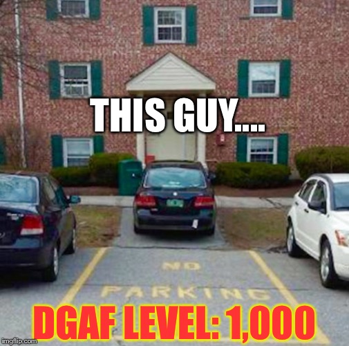 Well...He DIDN'T Park In The Spot | THIS GUY.... DGAF LEVEL: 1,000 | image tagged in memes,dgaf,parking | made w/ Imgflip meme maker