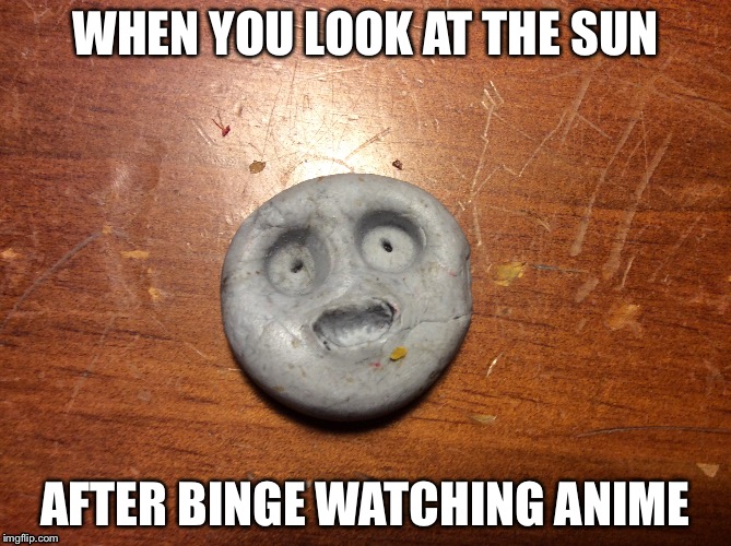WHEN YOU LOOK AT THE SUN; AFTER BINGE WATCHING ANIME | image tagged in anime,sunlight,memes,cobrawl | made w/ Imgflip meme maker