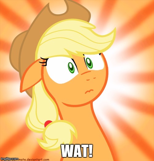 Shocked Applejack | WAT! | image tagged in shocked applejack | made w/ Imgflip meme maker