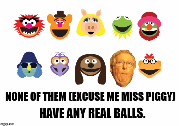 None of them have any real. . . . | HAVE ANY REAL BALLS. NONE OF THEM (EXCUSE ME MISS PIGGY) | image tagged in politics,political,mitch mcconnell,meme | made w/ Imgflip meme maker