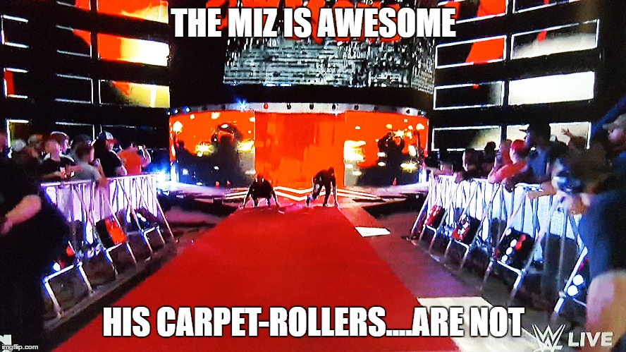 Carpet-Failers | THE MIZ IS AWESOME; HIS CARPET-ROLLERS....ARE NOT | image tagged in wwe,pro wrestling,the miz,carpet | made w/ Imgflip meme maker