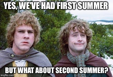 Second Breakfast | YES, WE'VE HAD FIRST SUMMER; BUT WHAT ABOUT SECOND SUMMER? | image tagged in second breakfast | made w/ Imgflip meme maker